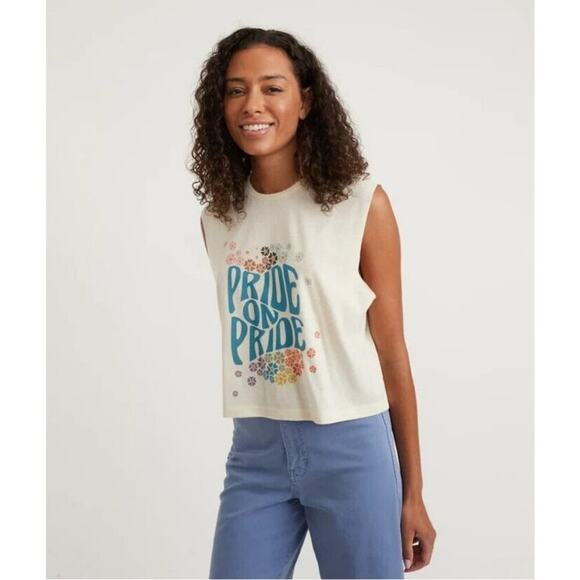 Marine Layer Pride Tank Sleeveless Top Cropped Boxy Muscle Large New - Picture 1 of 3